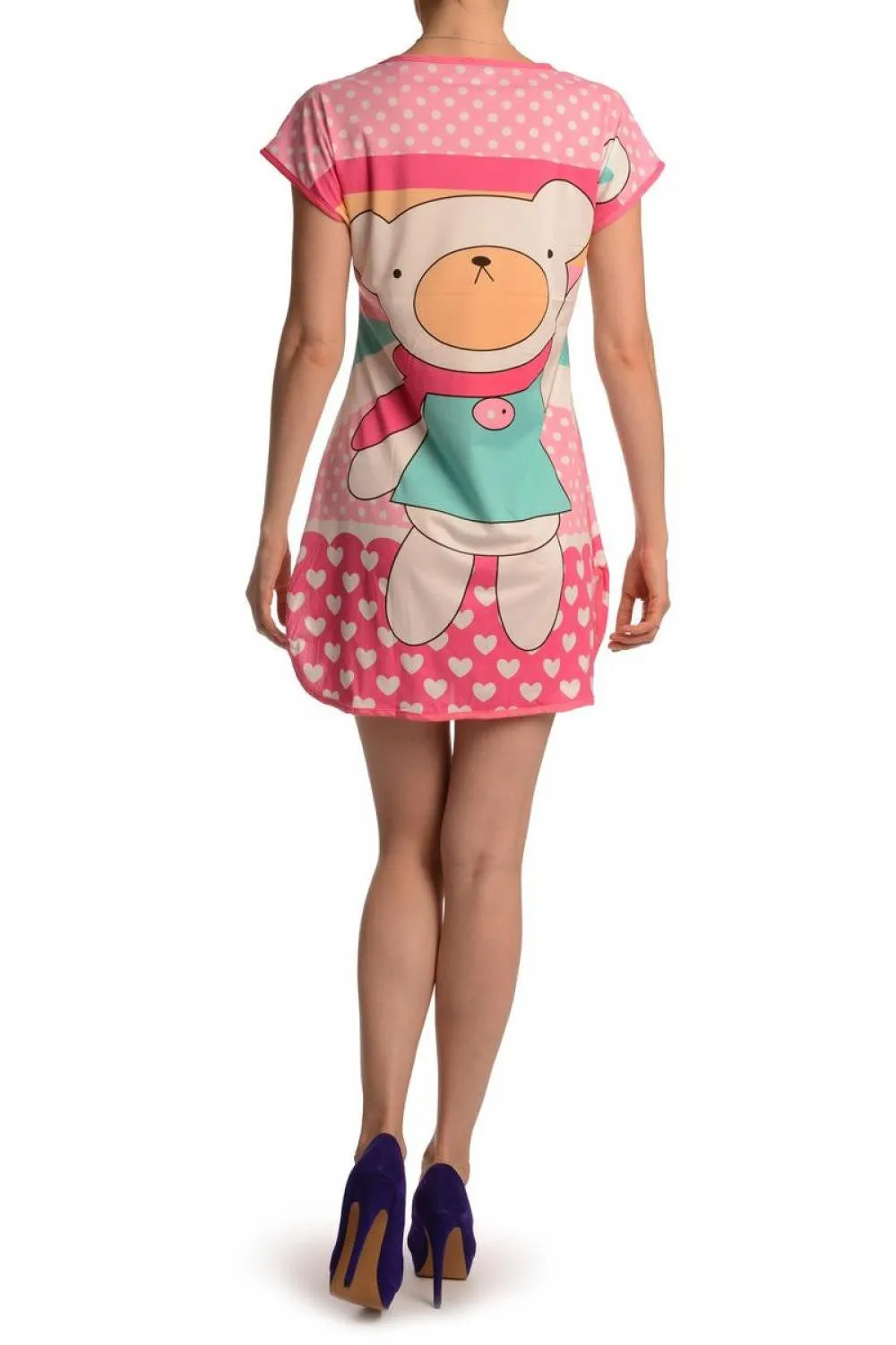 Waving Bear On Lavender Pink Lightweight Dress