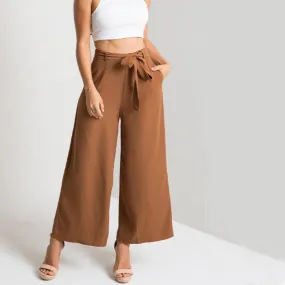 Wide Leg High Waist Loose Strap Ankle Length Pants
