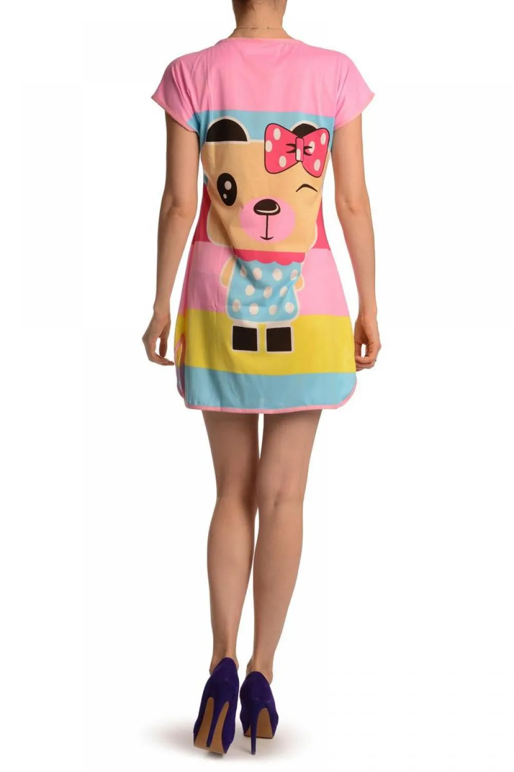 Winking Bear On Lavender Pink Lightweight Dress