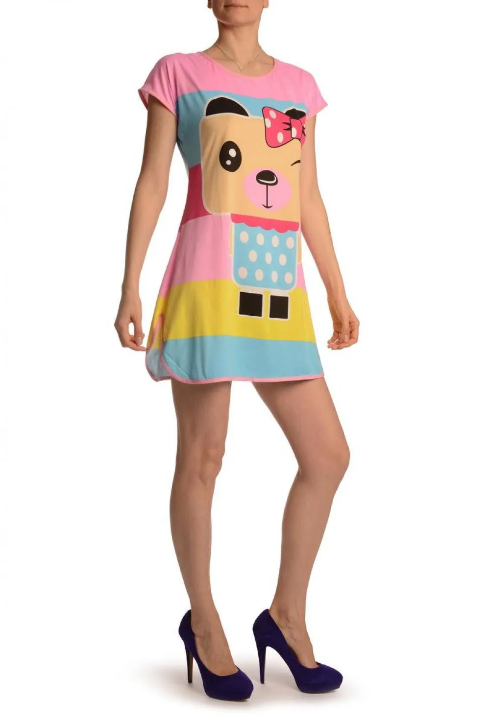 Winking Bear On Lavender Pink Lightweight Dress