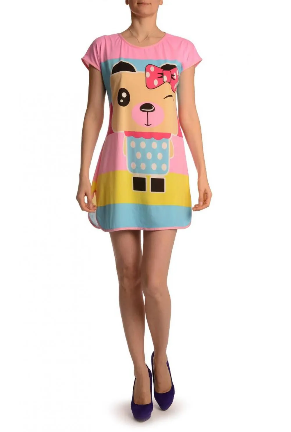 Winking Bear On Lavender Pink Lightweight Dress