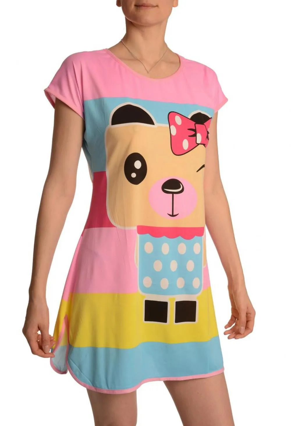 Winking Bear On Lavender Pink Lightweight Dress