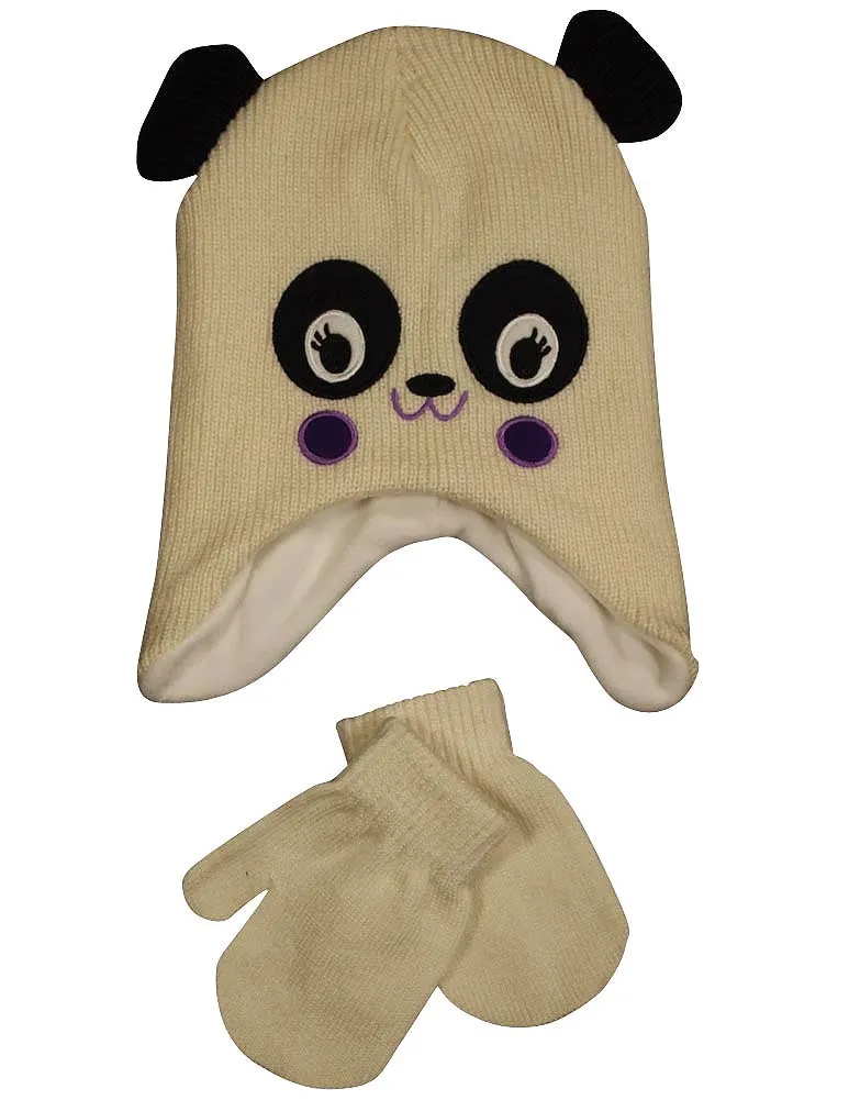 Winter Warm-Up - Little Girls Hat and Mitten Set Fits 2-4