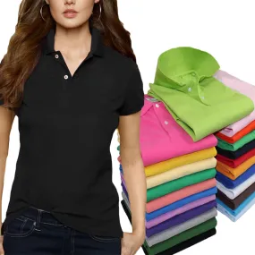 Women Slim Short Sleeve polo shirt Casual Shirts Clothing Tops