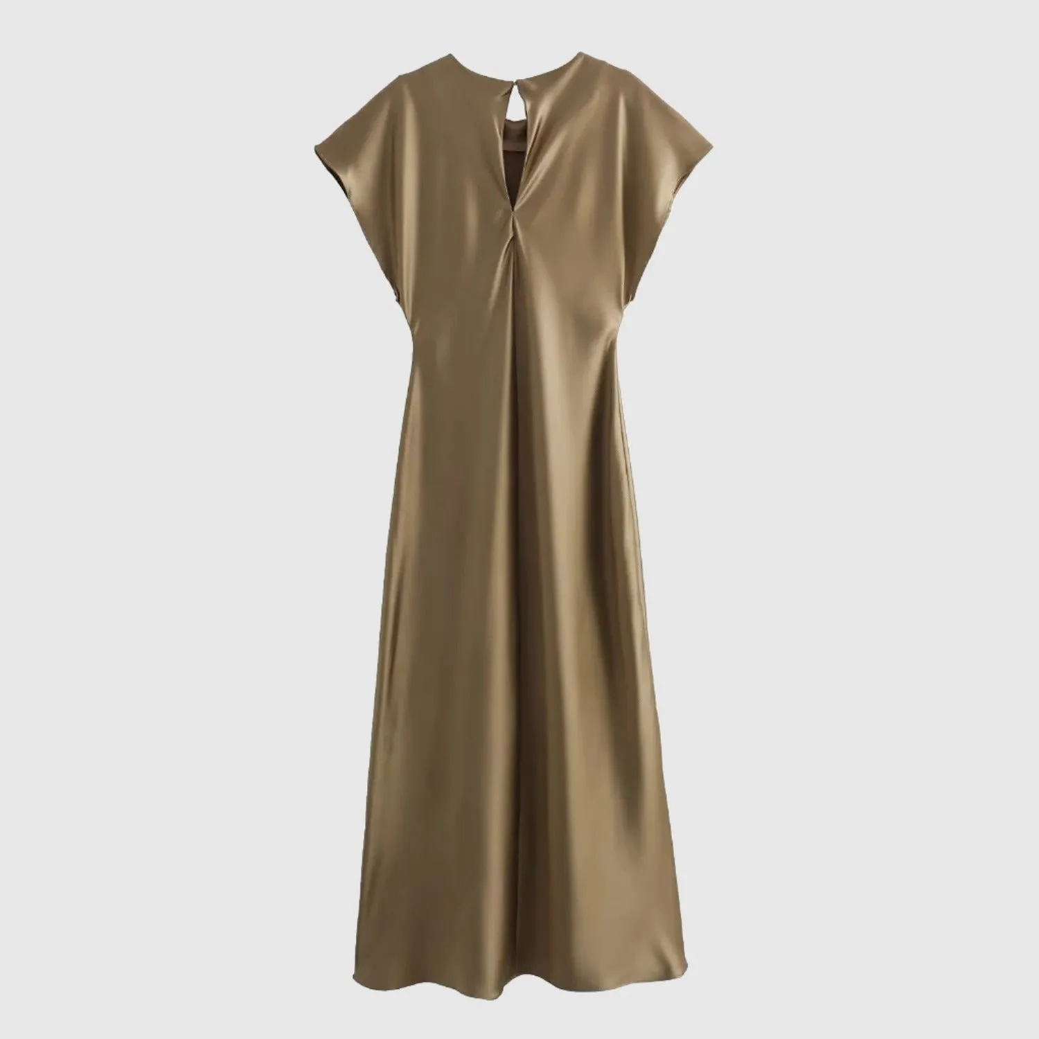 Women's Satin Simple Round Neck Short Sleeve Dress