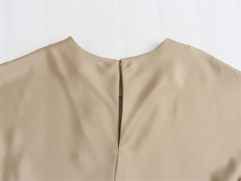Women's Satin Simple Round Neck Short Sleeve Dress