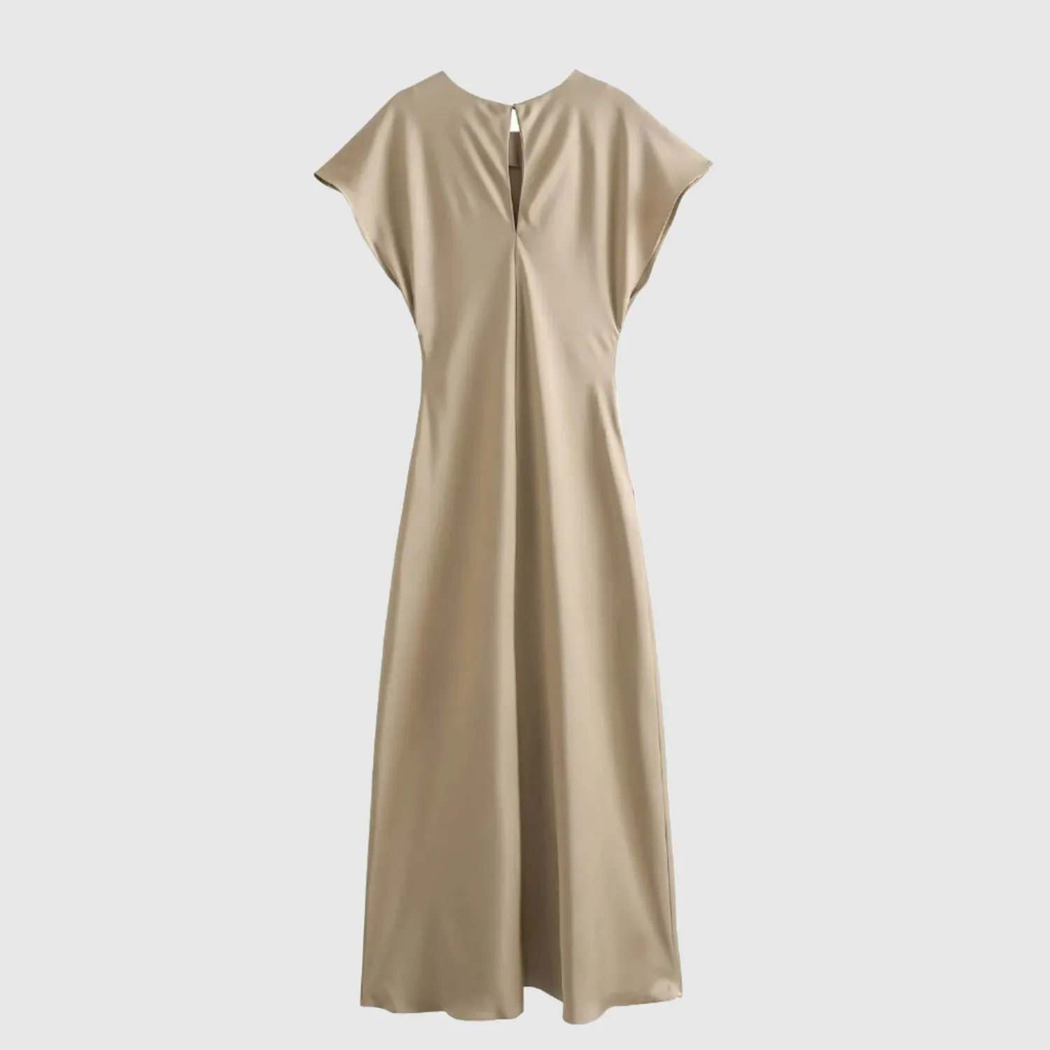 Women's Satin Simple Round Neck Short Sleeve Dress