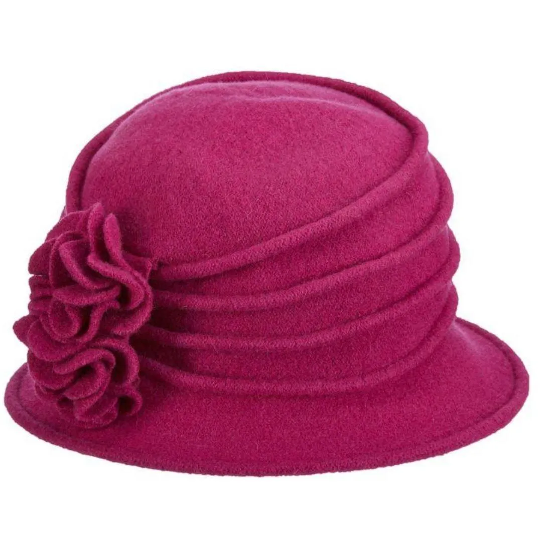 Women's Scala Knit Hat Cloche with Rosettes |Grace