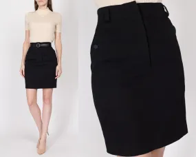 XS 90s Azzedine Alaia Paris Black Mini Pencil Skirt 24.5"