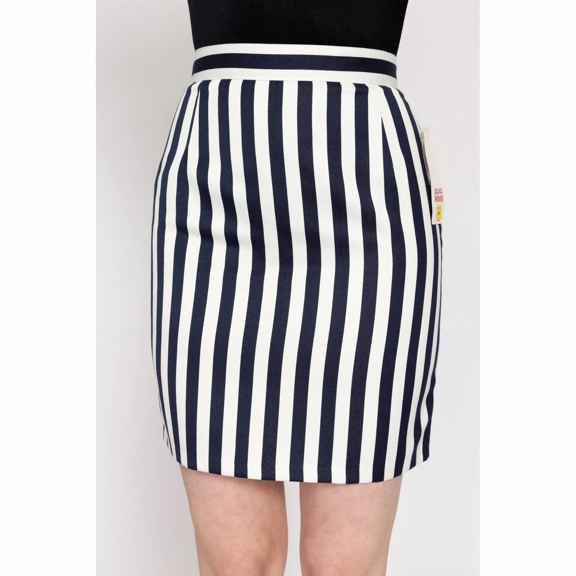 XS-Sm 90s Navy & White Striped Mini Skirt NWT 25.5"