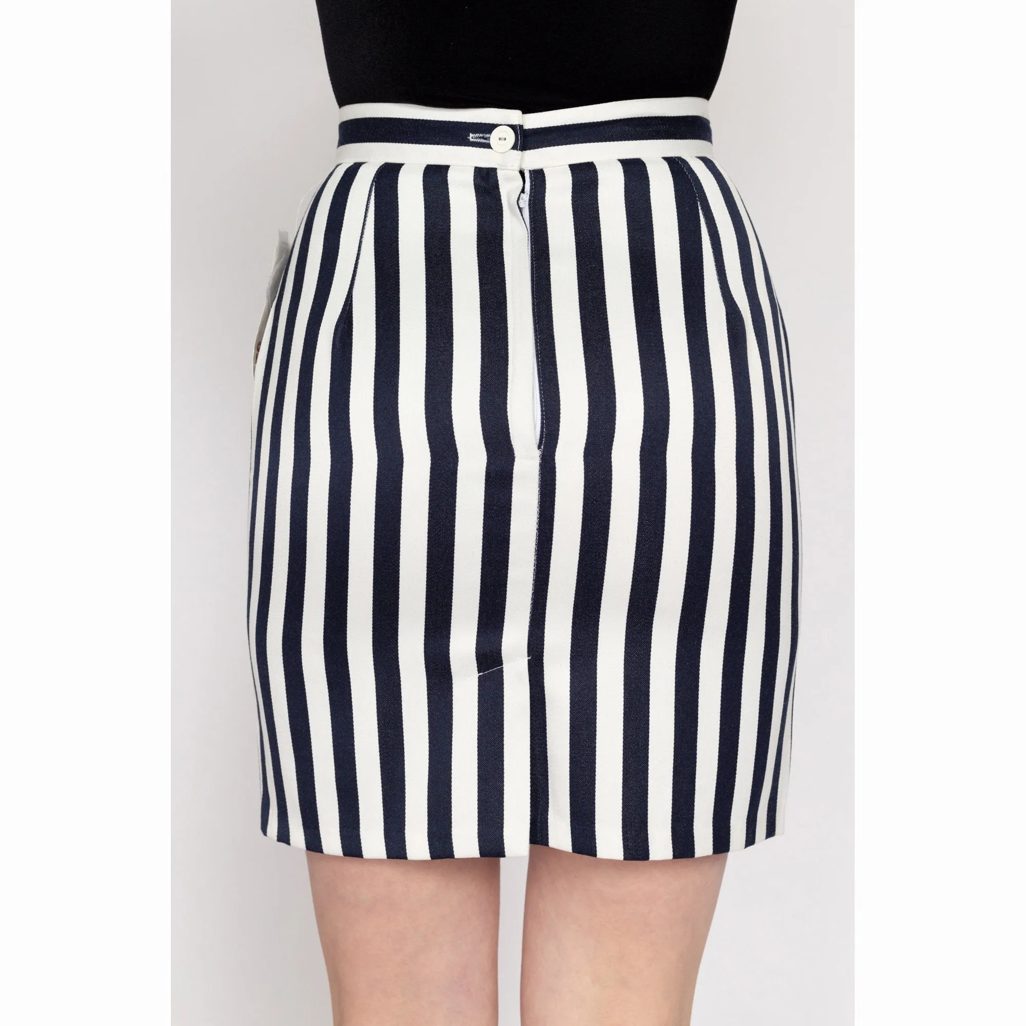 XS-Sm 90s Navy & White Striped Mini Skirt NWT 25.5"