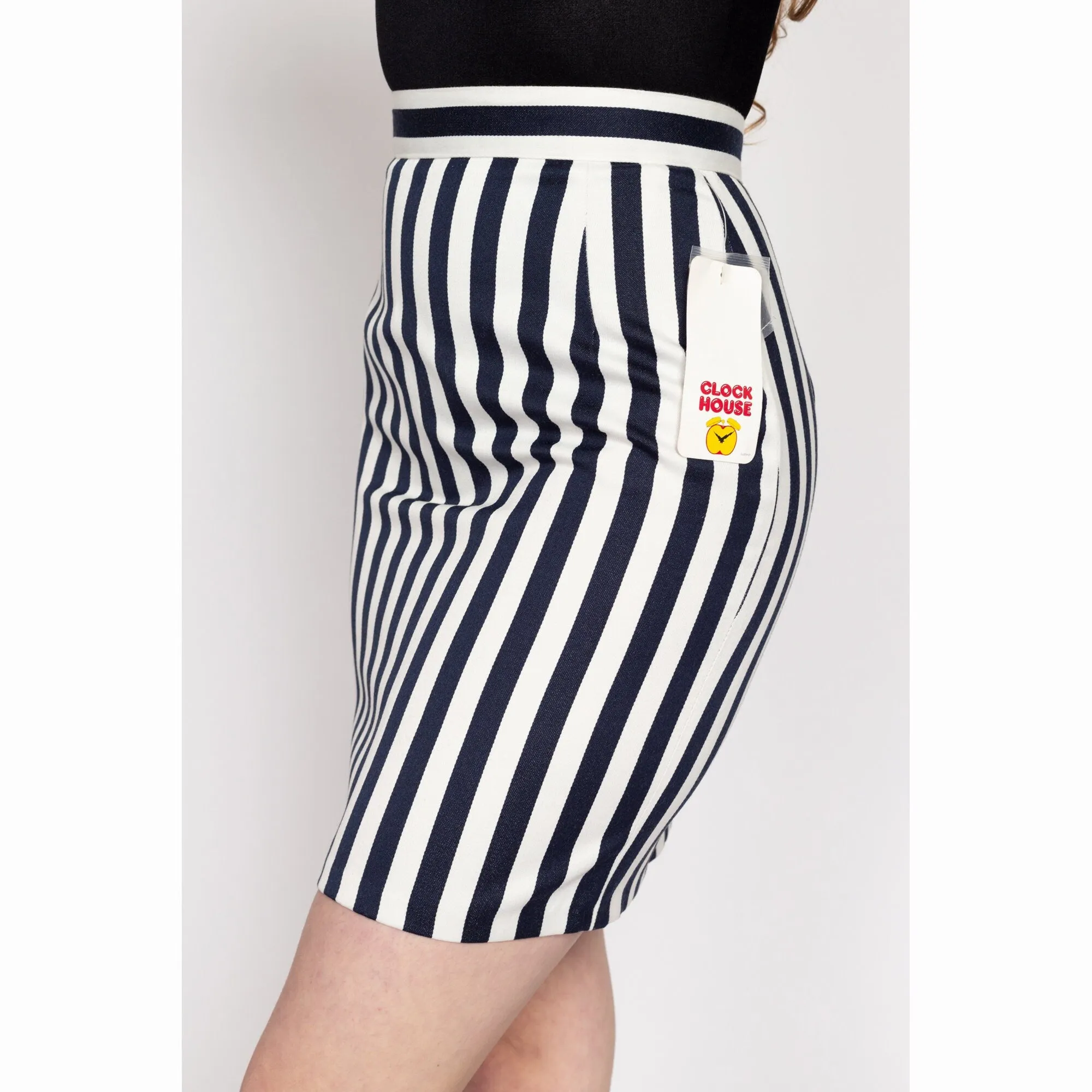 XS-Sm 90s Navy & White Striped Mini Skirt NWT 25.5"