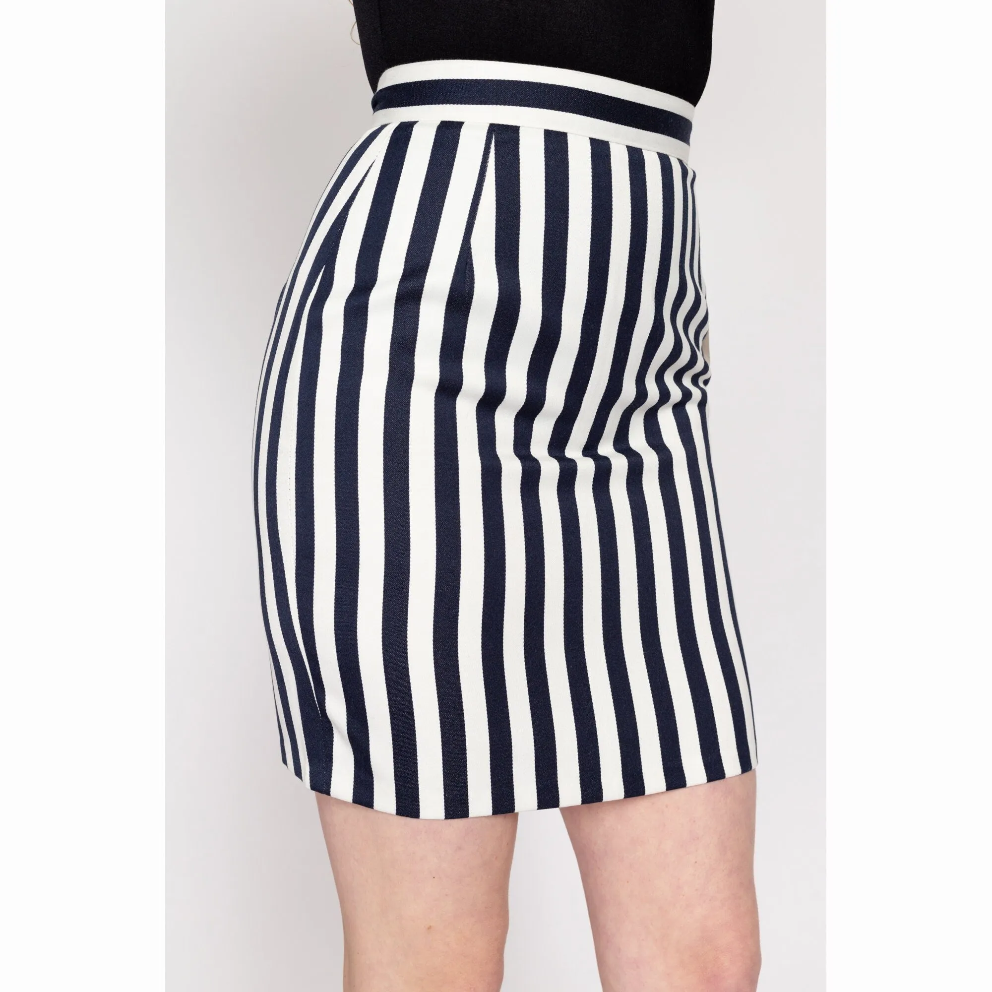 XS-Sm 90s Navy & White Striped Mini Skirt NWT 25.5"