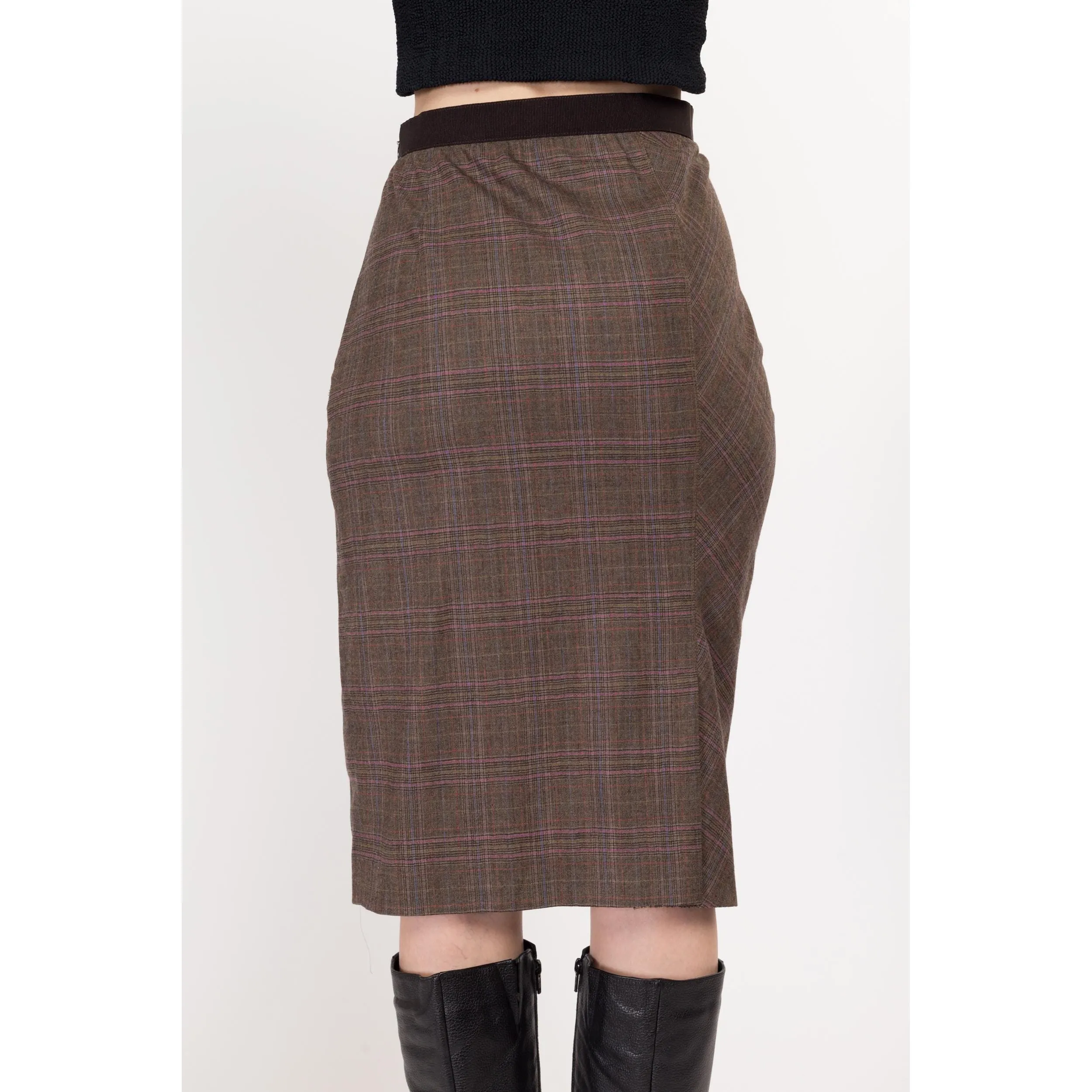 XS-Sm Y2K Plaid Asymmetrical Pencil Skirt