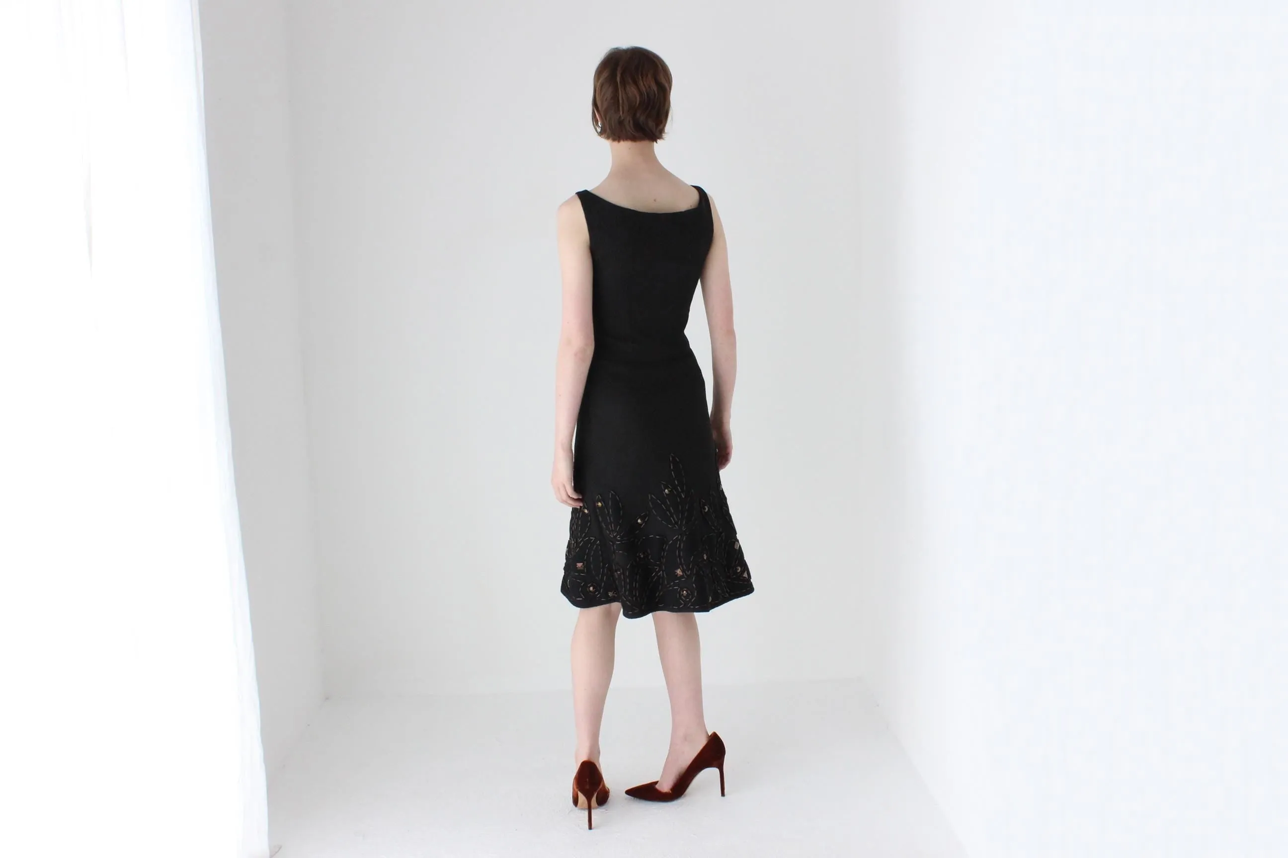 Y2K MOSCHINO Chic Black Wool   Silk High Neck Dress