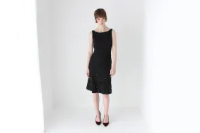 Y2K MOSCHINO Chic Black Wool   Silk High Neck Dress