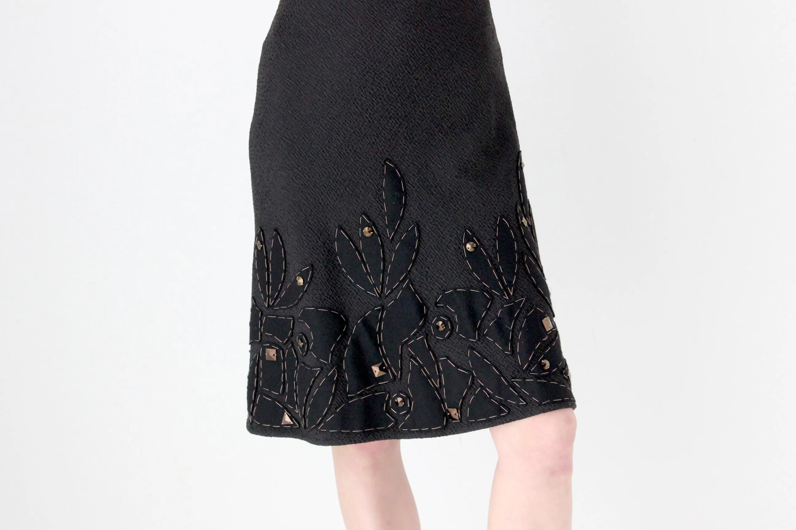 Y2K MOSCHINO Chic Black Wool   Silk High Neck Dress
